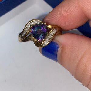 Aura Quartz & Cubic Zirconia Gold Ring